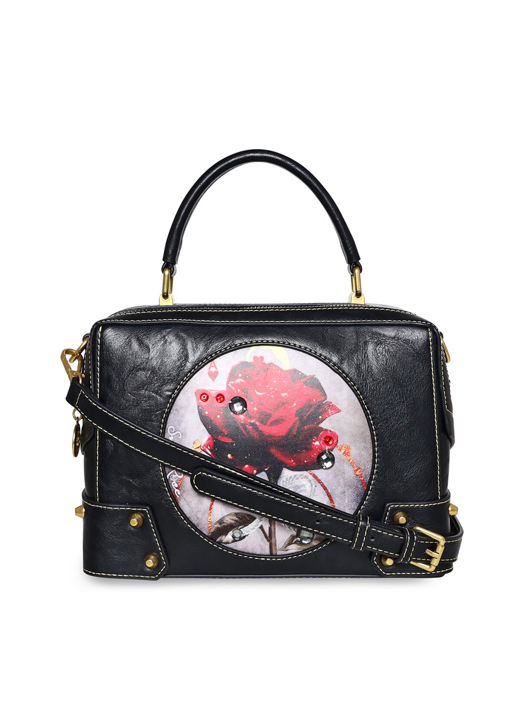 

ESBEDA Floral Structured Satchel, Black