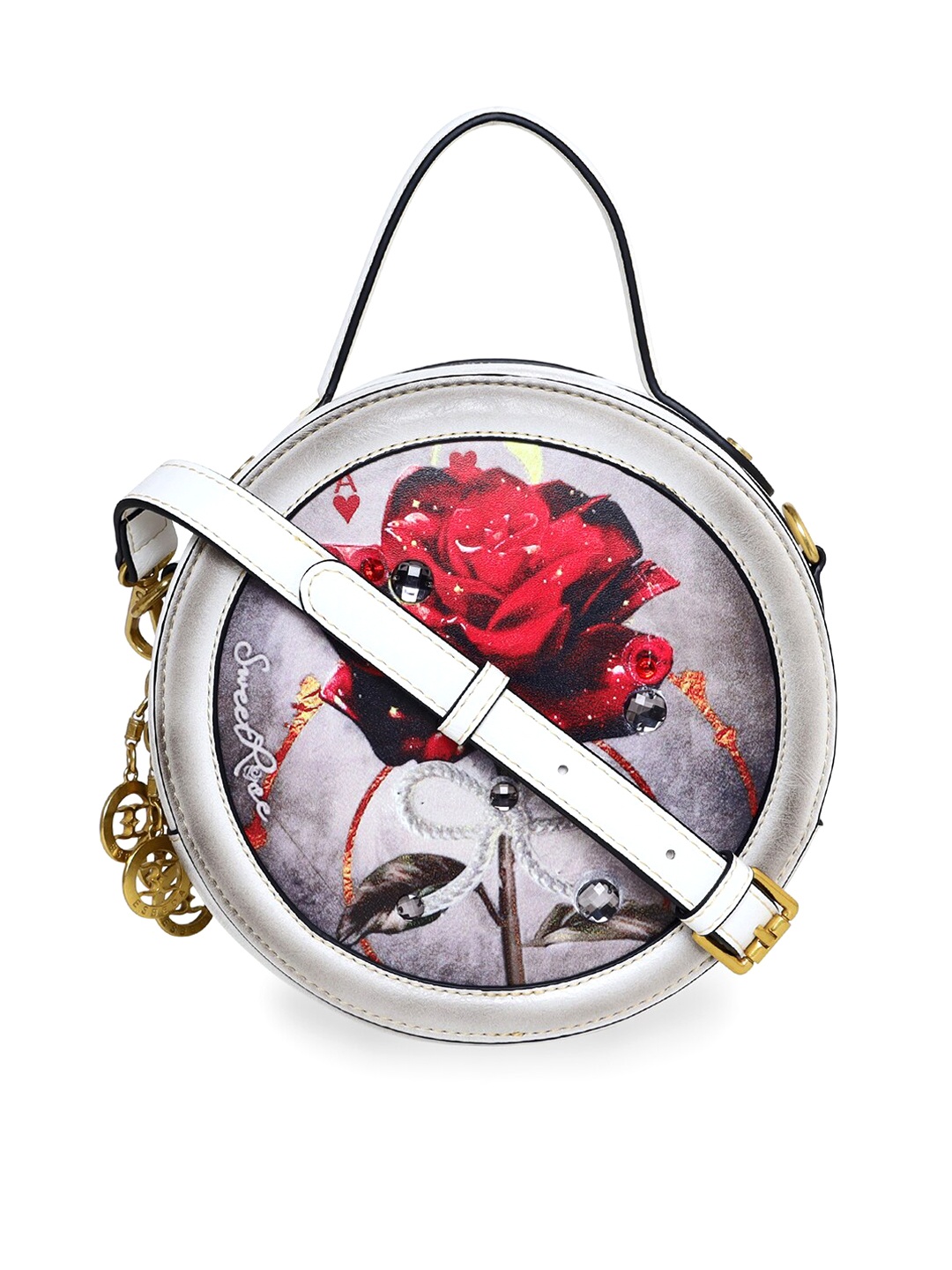 

ESBEDA Floral Printed Structured Satchel, White