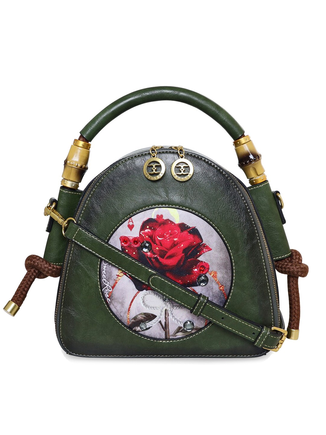 

ESBEDA Printed Half Moon Sling Bag, Green