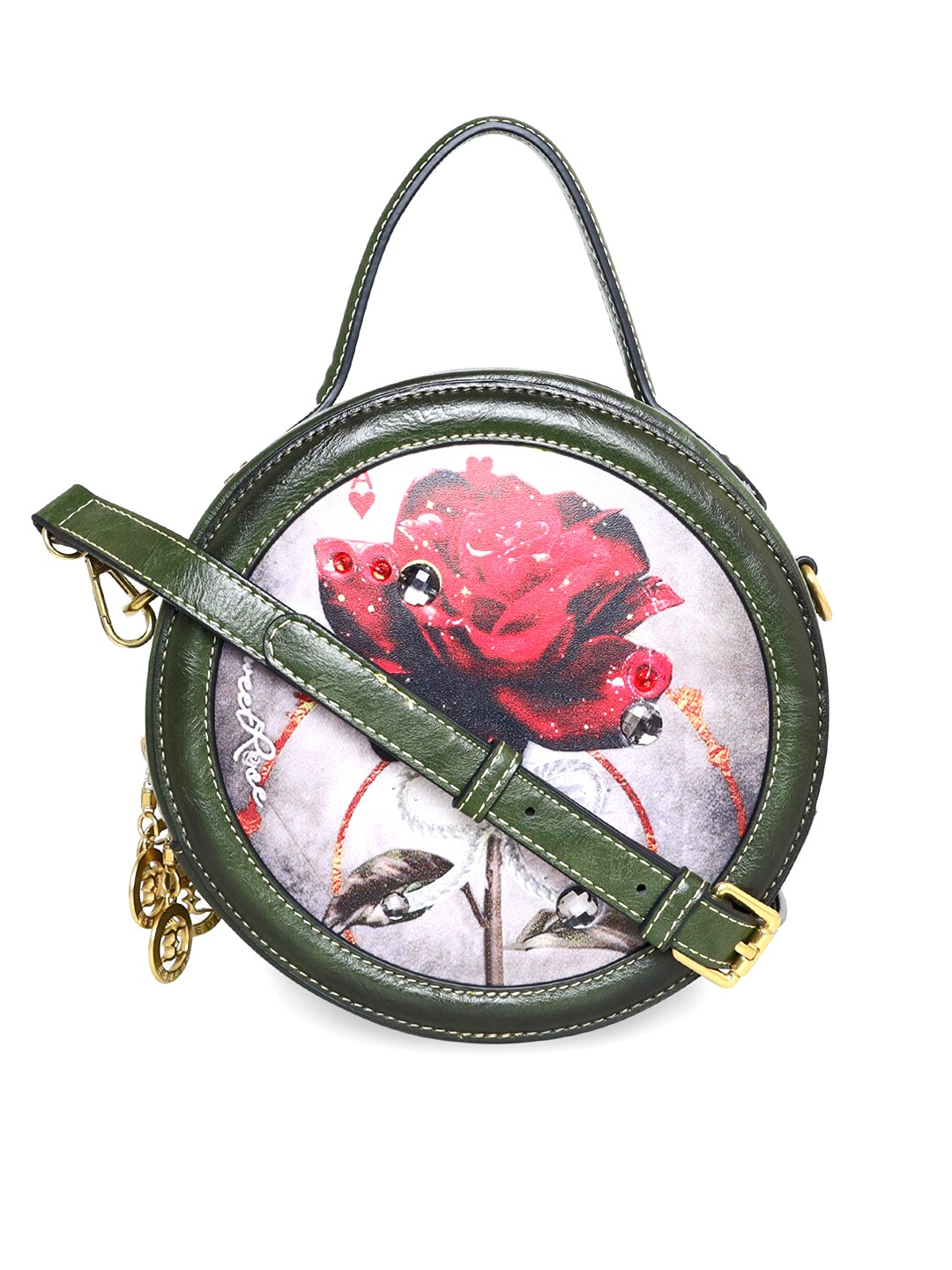 

ESBEDA Floral Printed Structured Sling Bag, Green