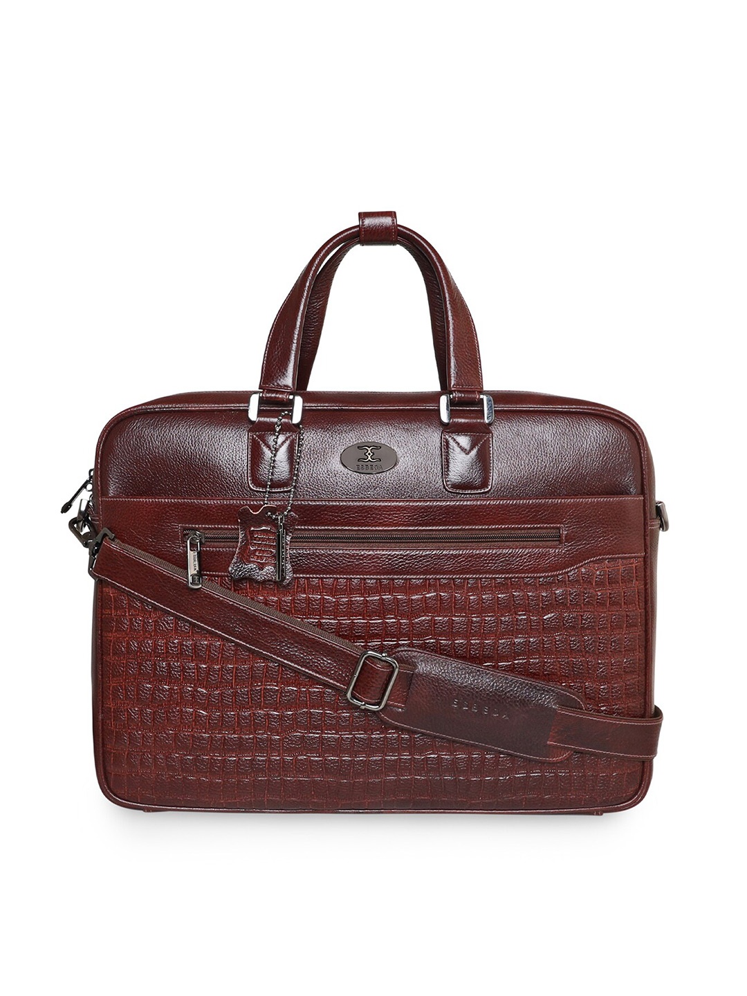 

ESBEDA Textured Leather Laptop Bag, Brown
