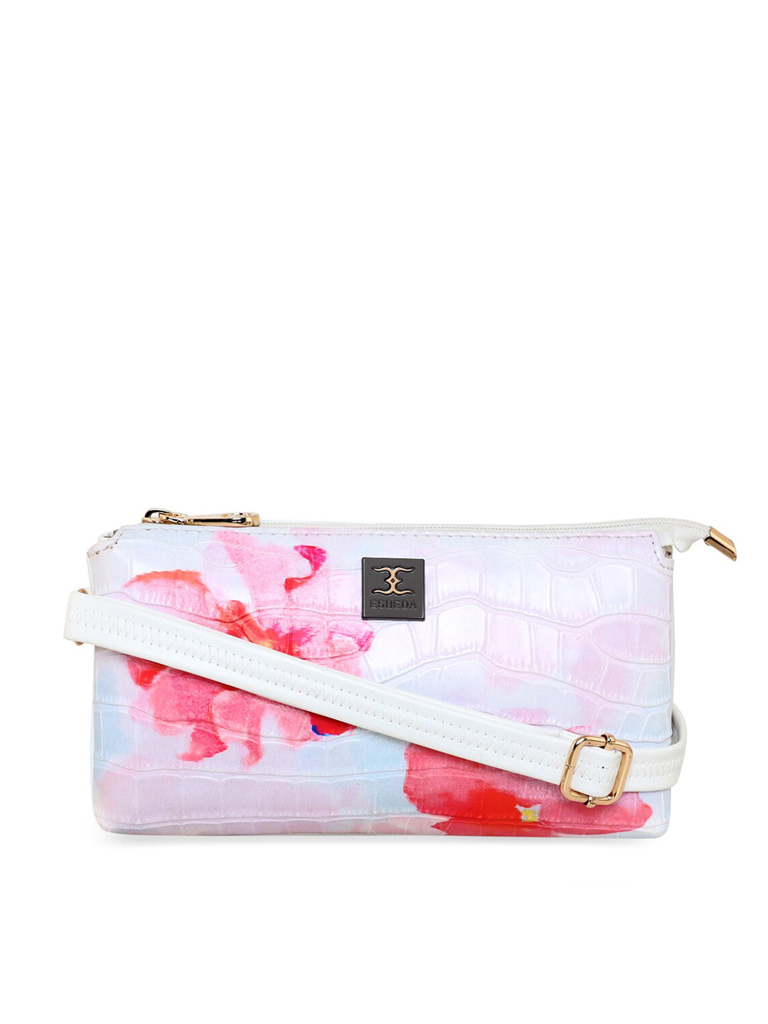 

ESBEDA Printed PU Structured Sling Bag, White