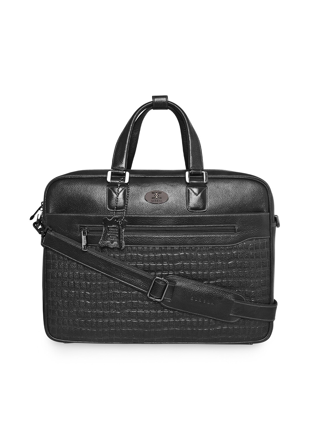 

ESBEDA Textured Leather Laptop Bag, Black
