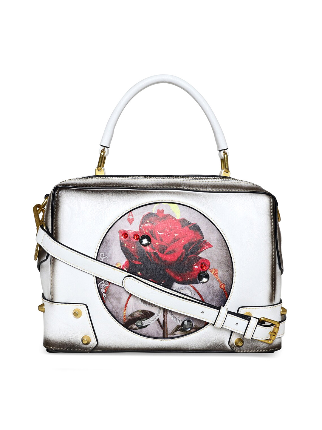 

ESBEDA Floral Printed Structured Satchel, White