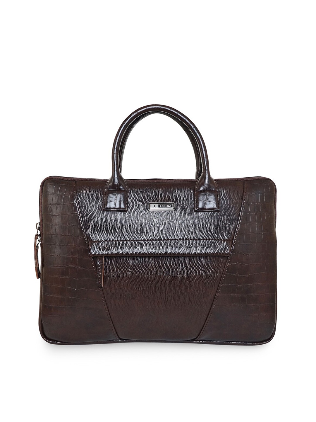 

ESBEDA Croco Textured Laptop Bag Up to 15 Inch, Coffee brown