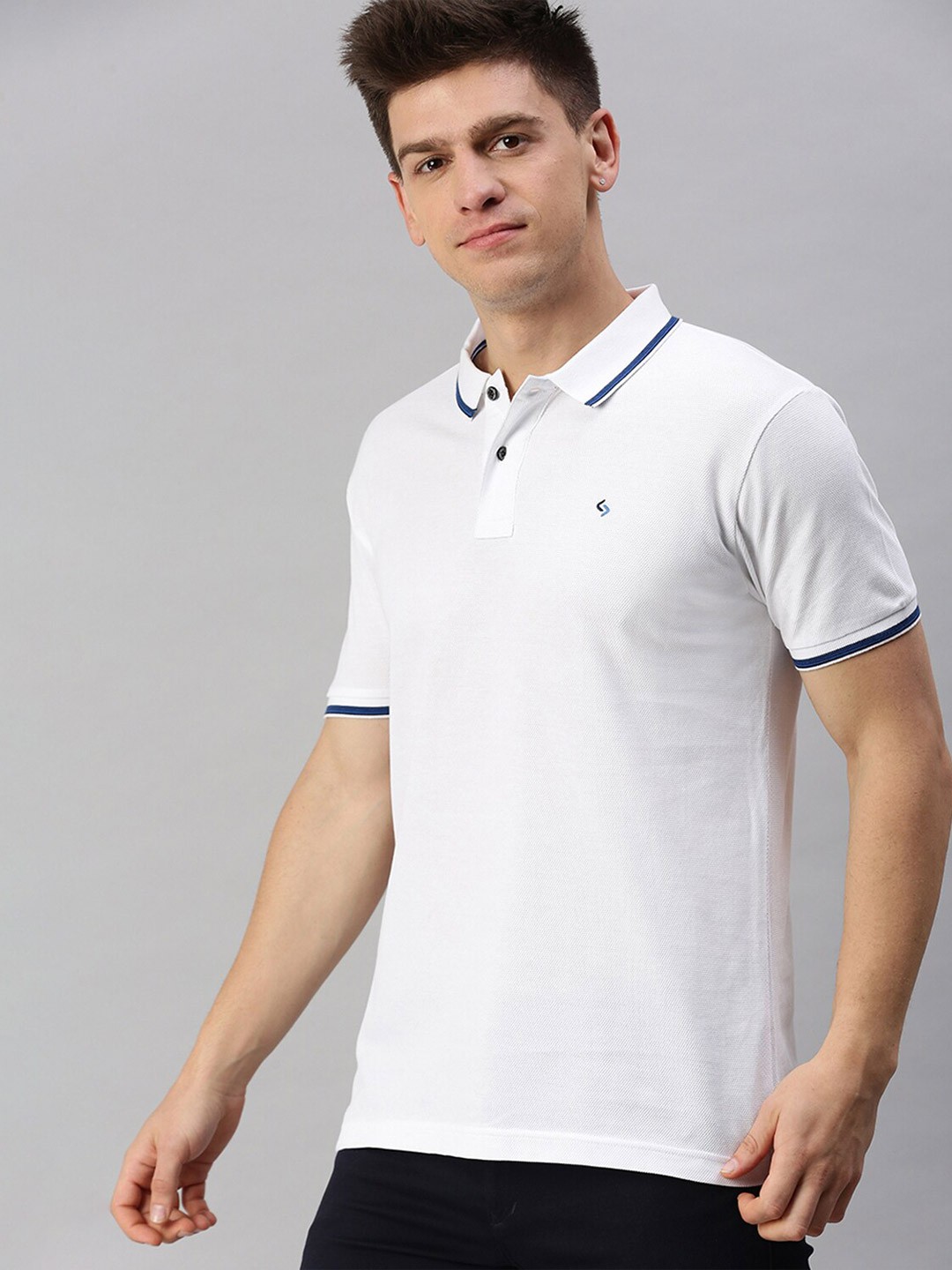 

Classic Polo Slim Fit Polo Collar Cotton T-shirt, White