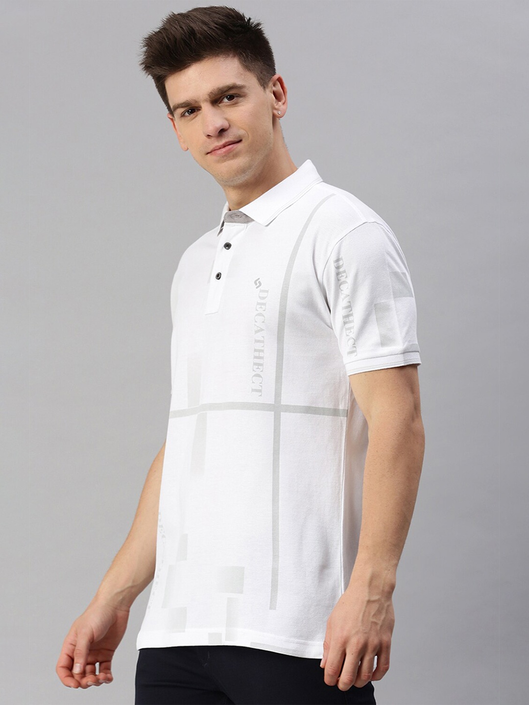 

Classic Polo Typography Printed Polo Collar Cotton T-shirt, White