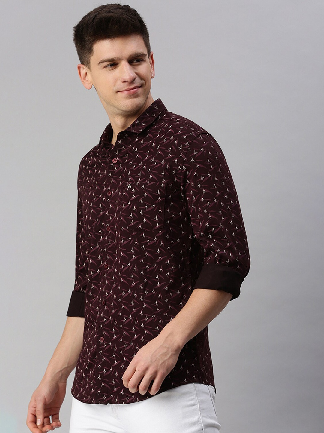 

CP BRO Conversational Printed Classic Slim Fit Printed Cotton Casual Shirt, Maroon