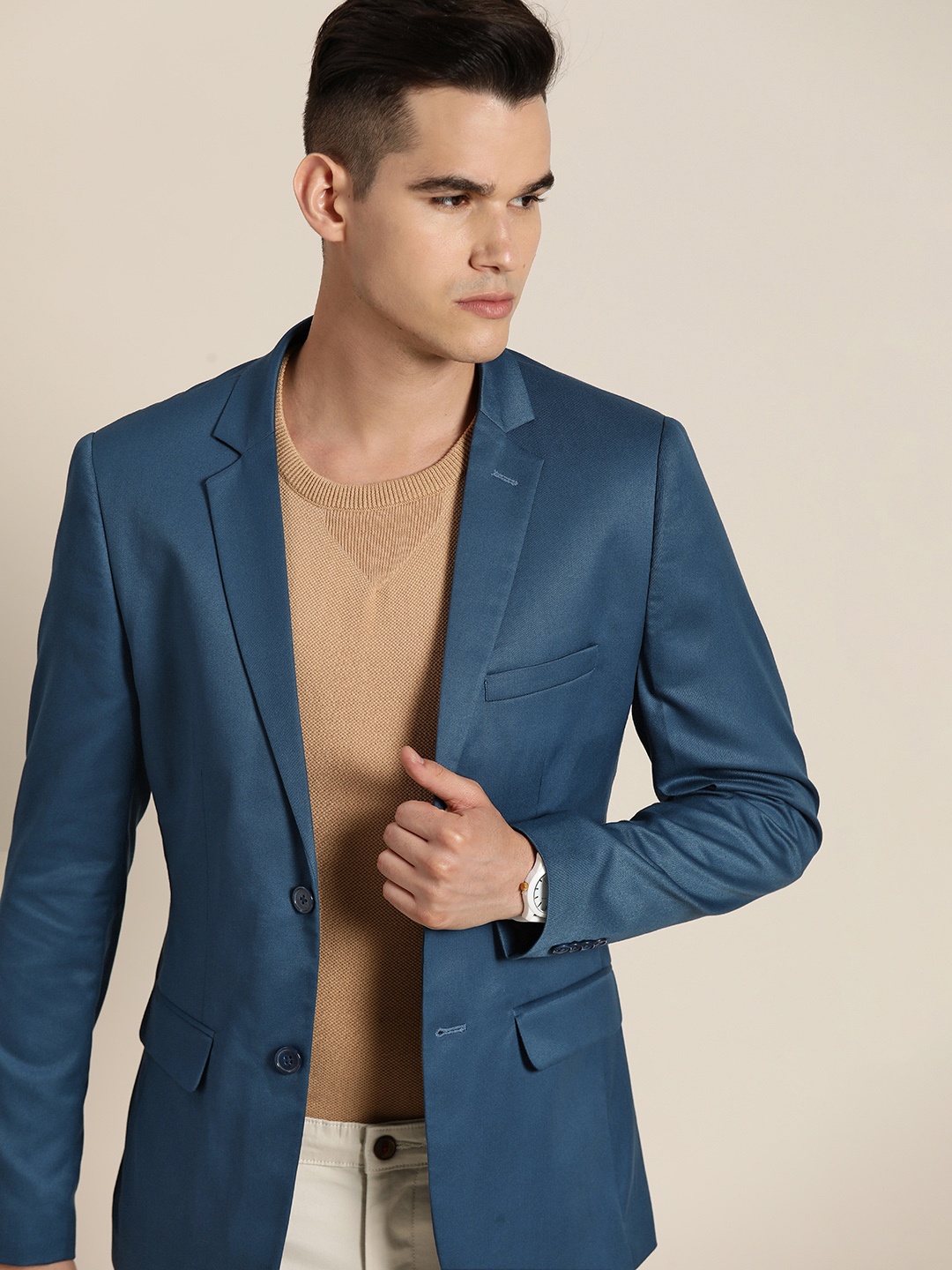 

INVICTUS Slim Fit Single-Breasted Blazer, Teal