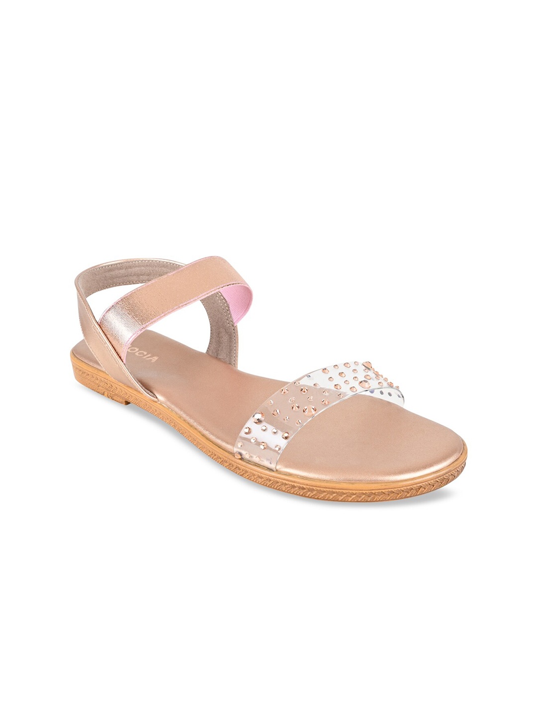 

Rocia Women Embellished Open Toe Flats, Rose gold