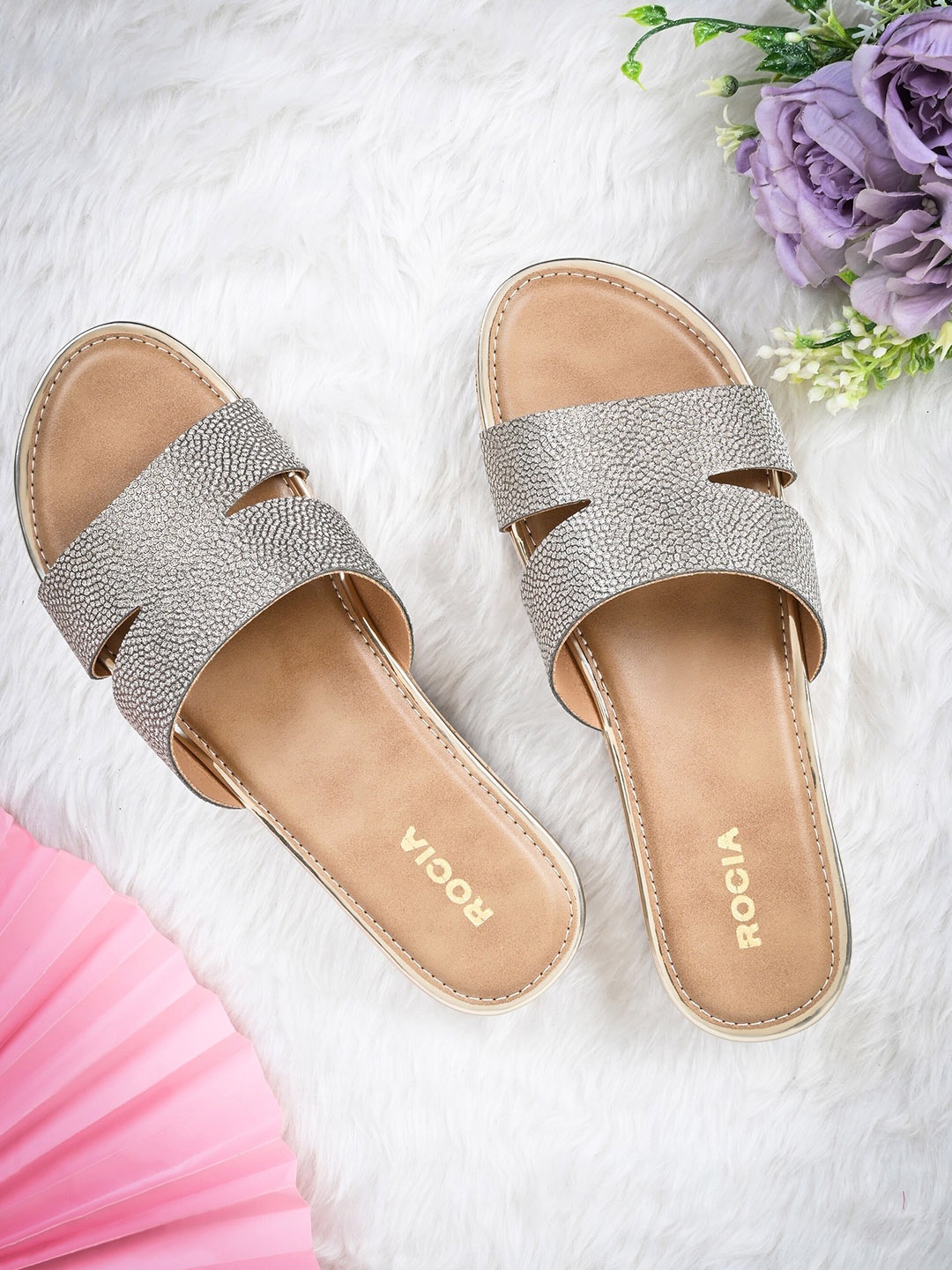 

Rocia Women Embellished Open Toe Flats, Gold