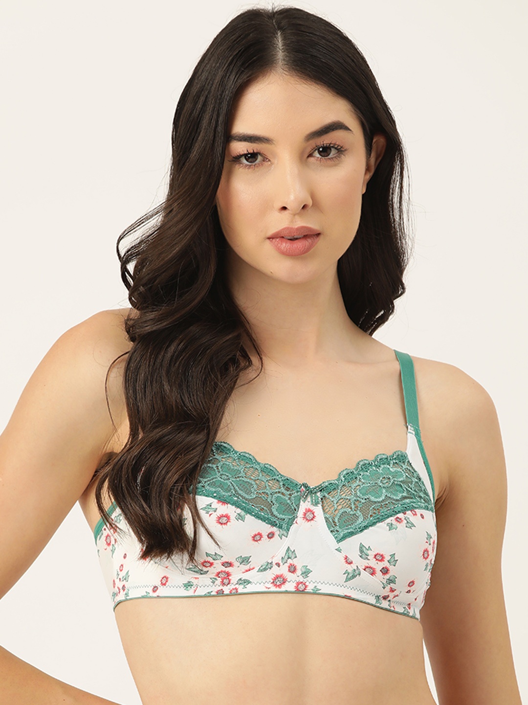 

ETC Non-Padded Floral Printed T-Shirt Bra, Cream