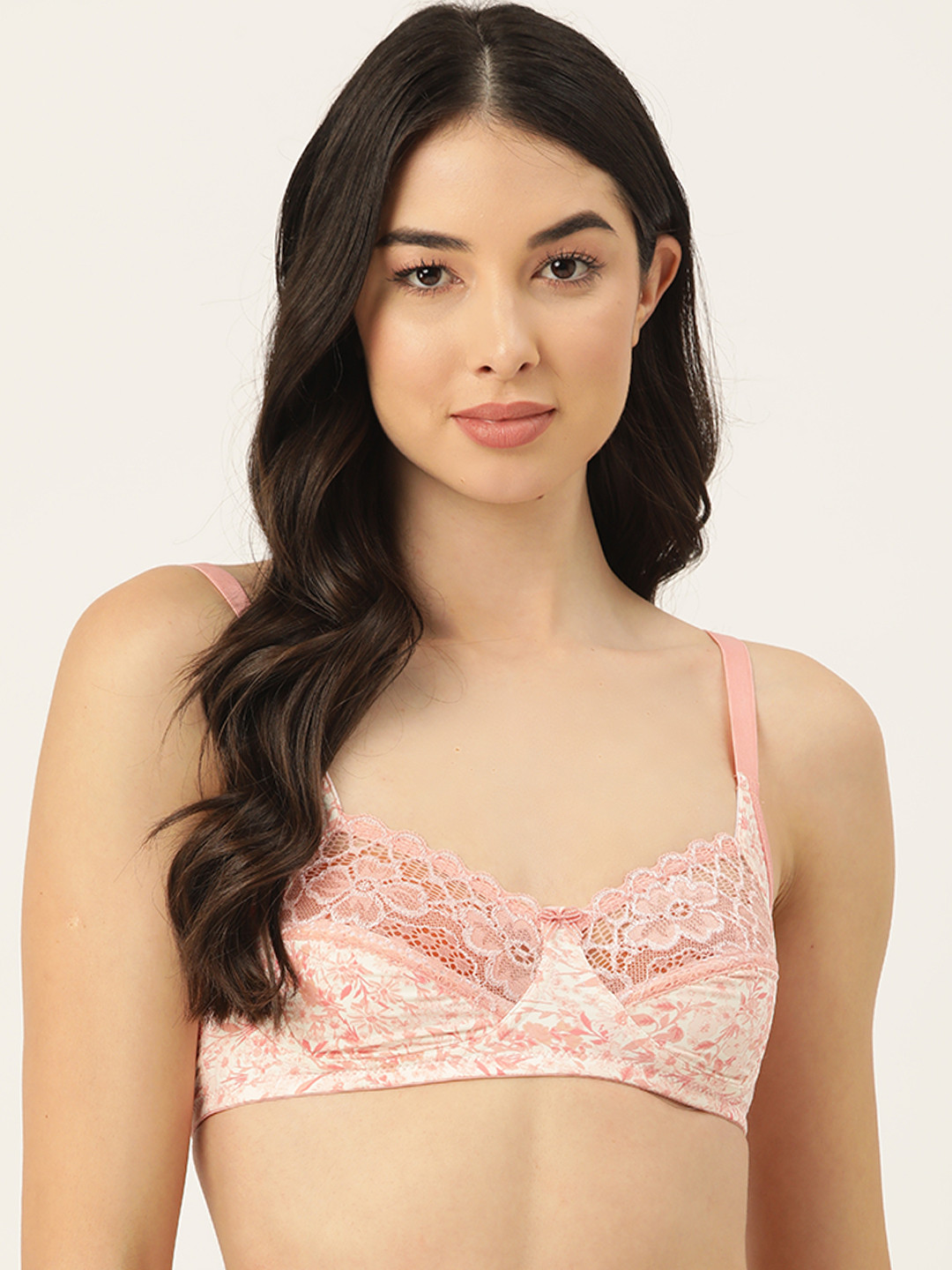 

ETC Non Padded Floral T-Shirt Bra, Pink