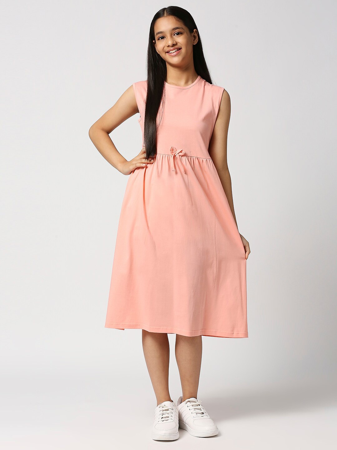 

JUSTICE Peach-Coloured A-Line Midi Dress