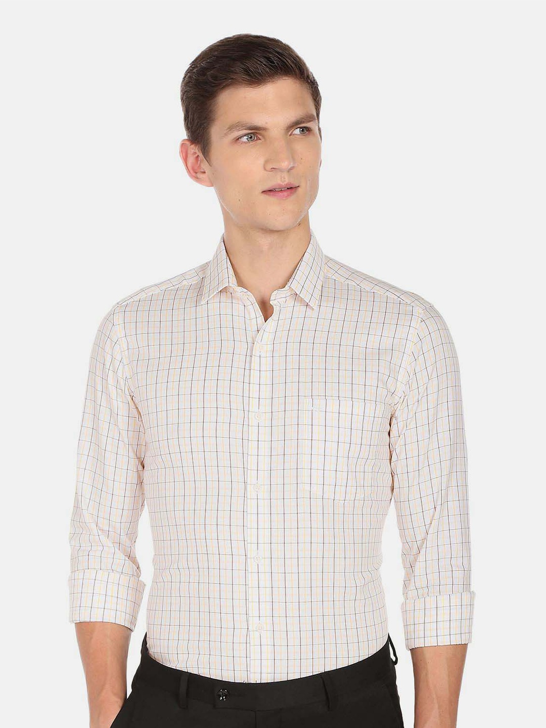 

Arrow Men White Slim Fit Checked Casual Shirt