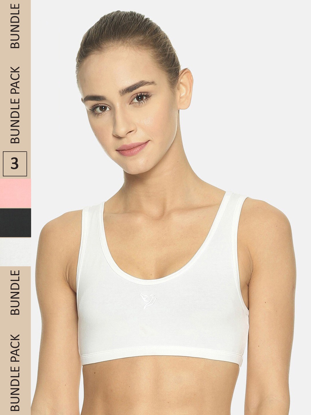 

TWIN BIRDS Pack of 3 Non Padded Workout Bra, Black