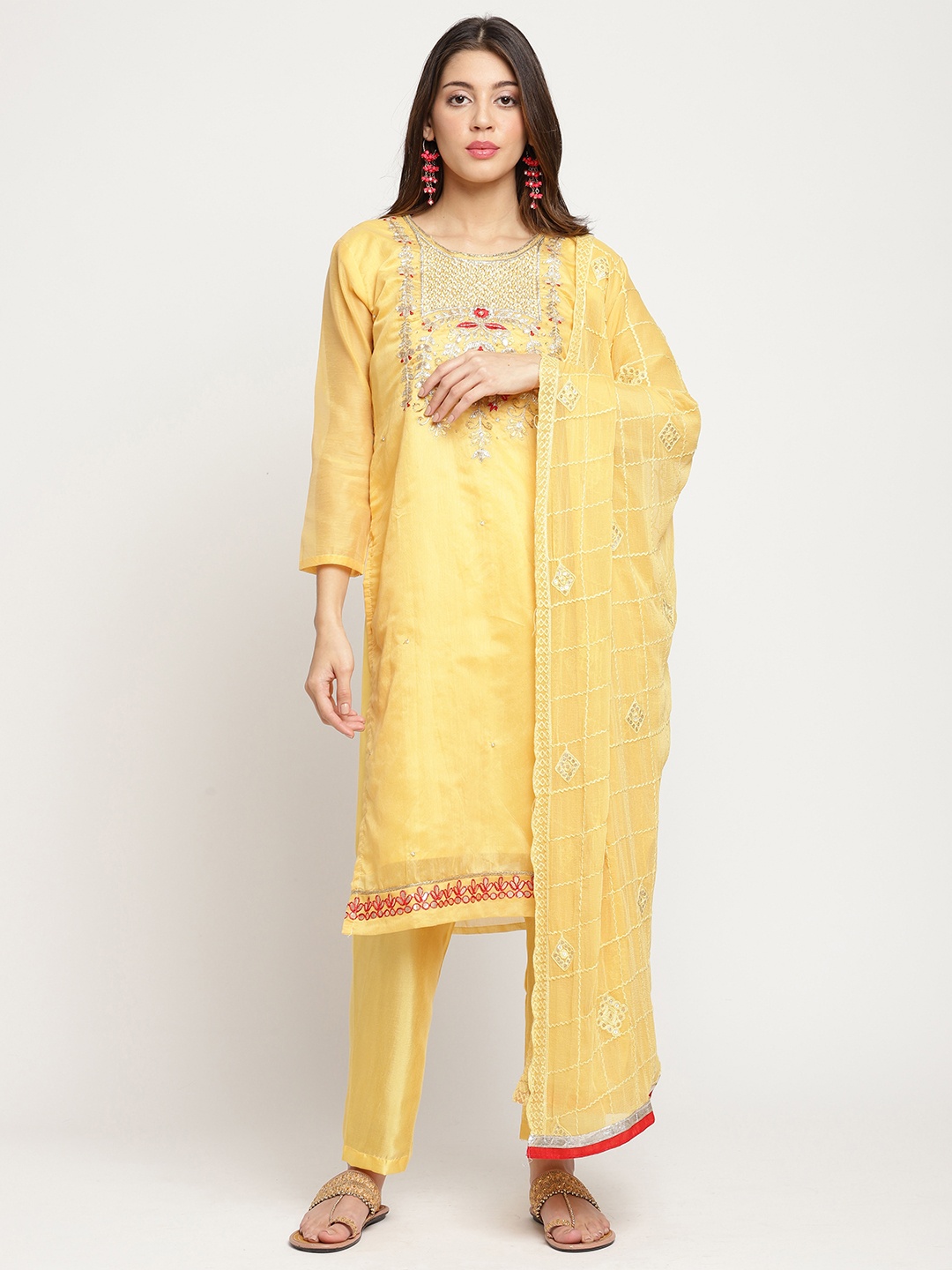 

Rajnandini Embroidered Unstitched Dress Material, Yellow