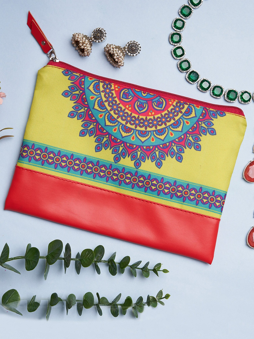 

Doodle Motif Magic Printed Jewellery Pouch, Green
