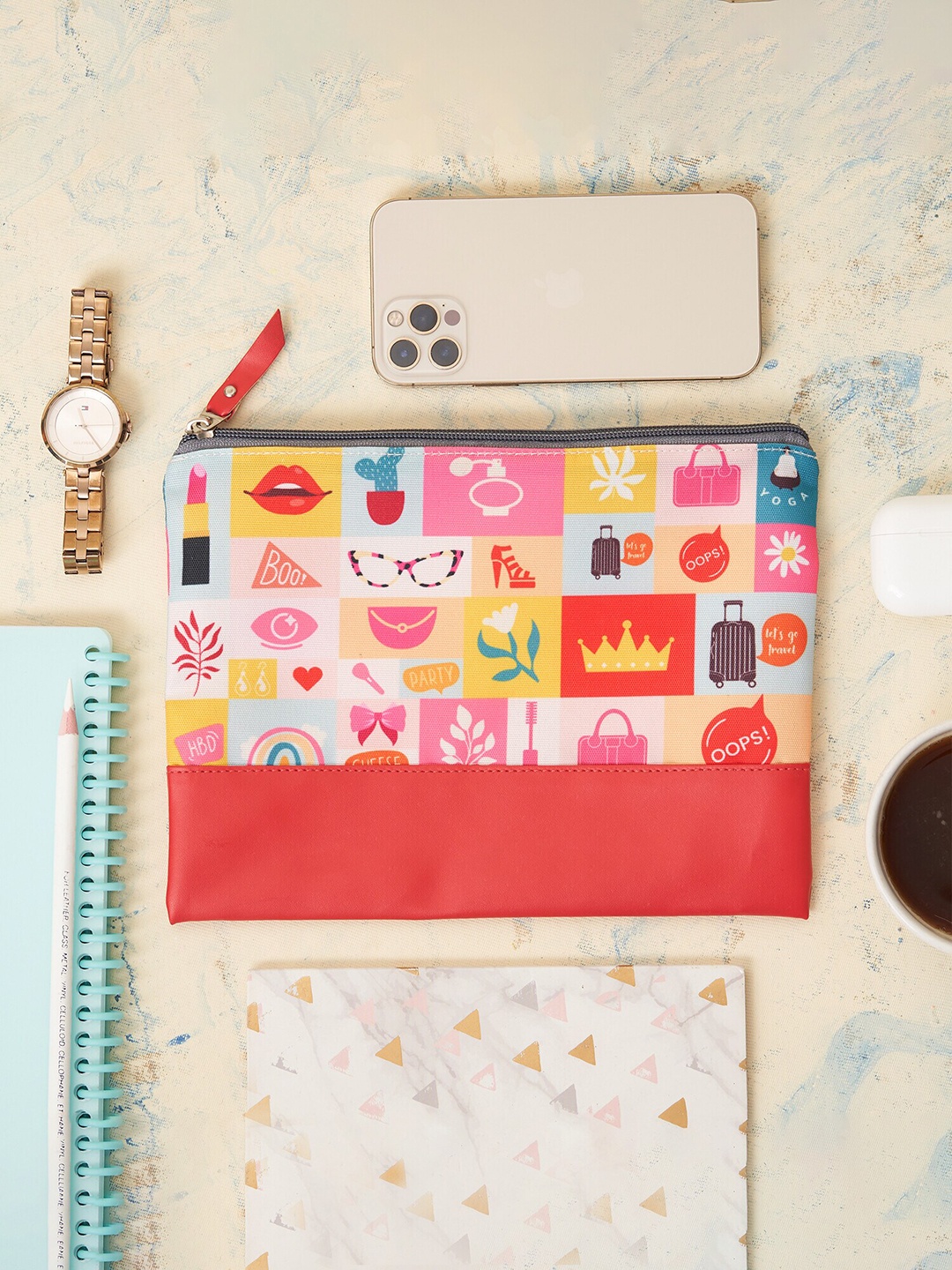 

Doodle Self-Design Travel Pouch, Red