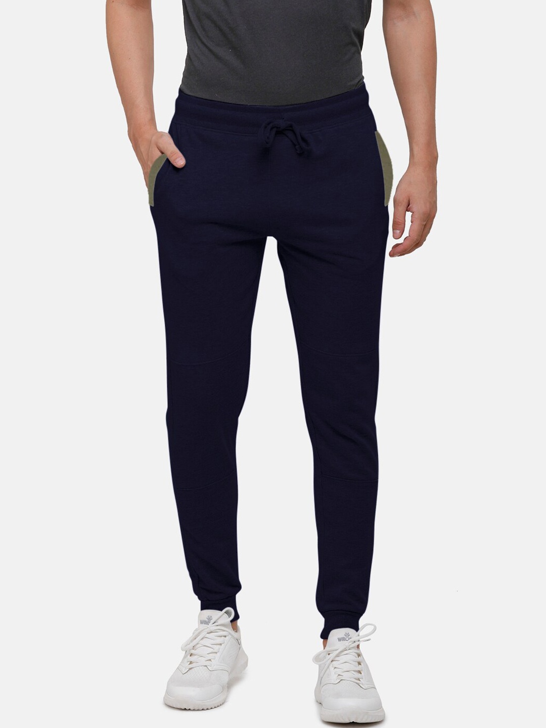 

MADSTO Men Slim-Fit Pure Cotton Joggers, Navy blue