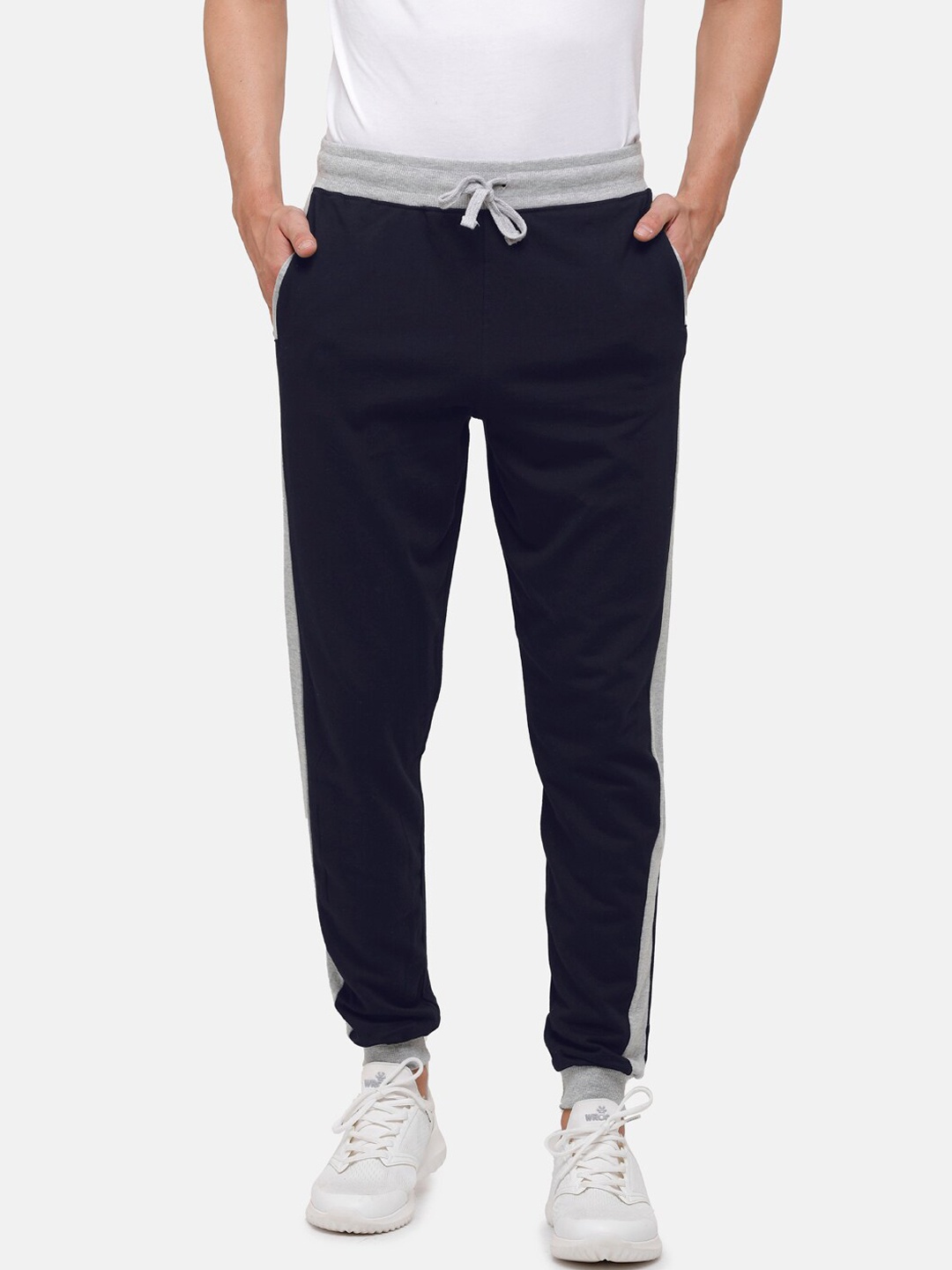 

MADSTO Men Slim-Fit Cotton Joggers, Navy blue