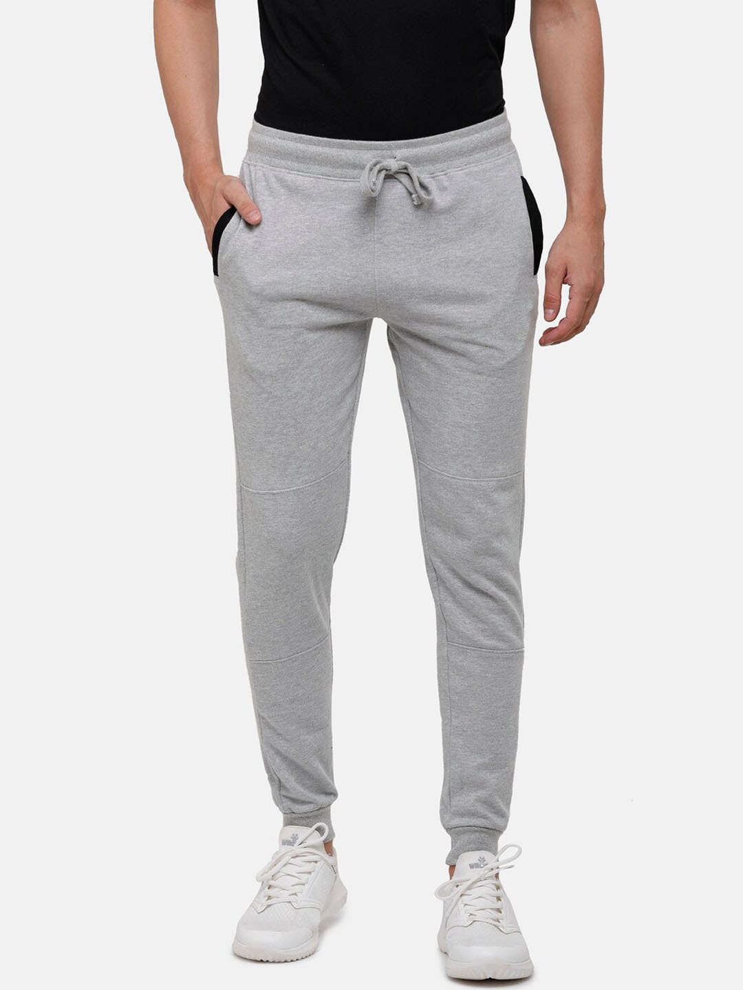 

MADSTO Men Slim-Fit Cotton Joggers, Grey melange