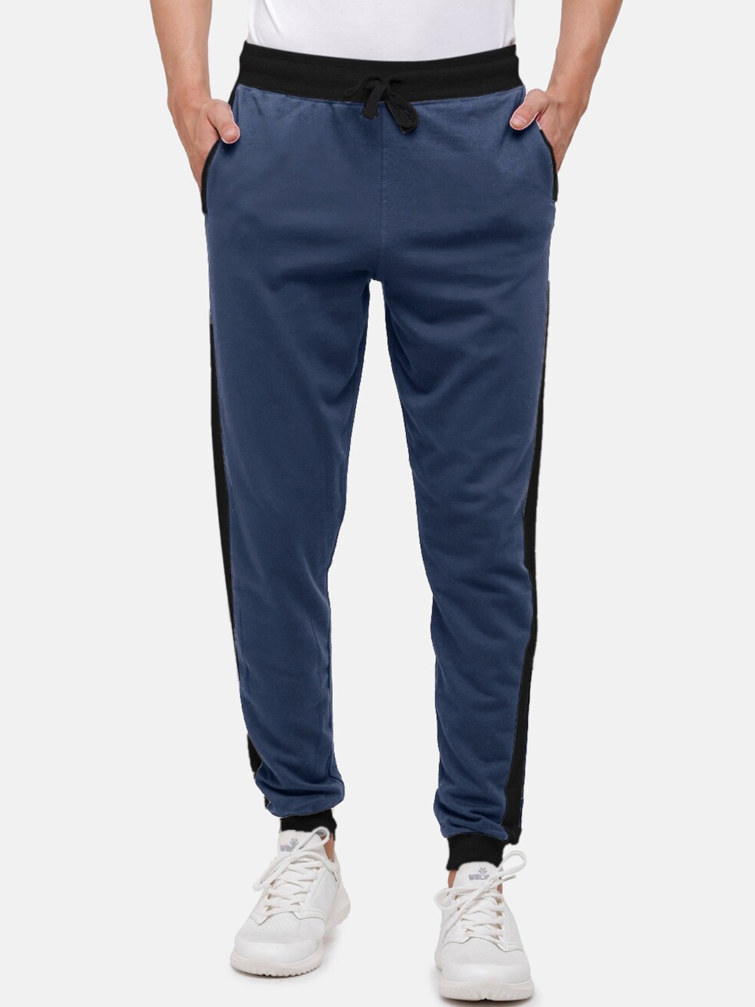 

MADSTO Men Slim-Fit Cotton Joggers, Navy blue