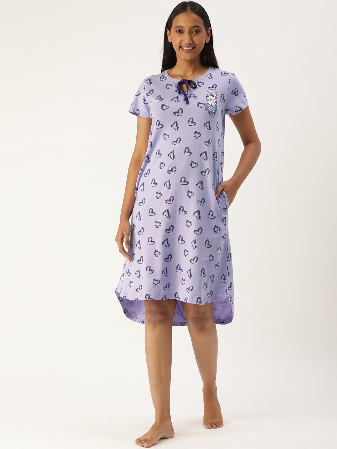

Slumber Jill Conversational Printed Pure Cotton Nightdress, Lavender