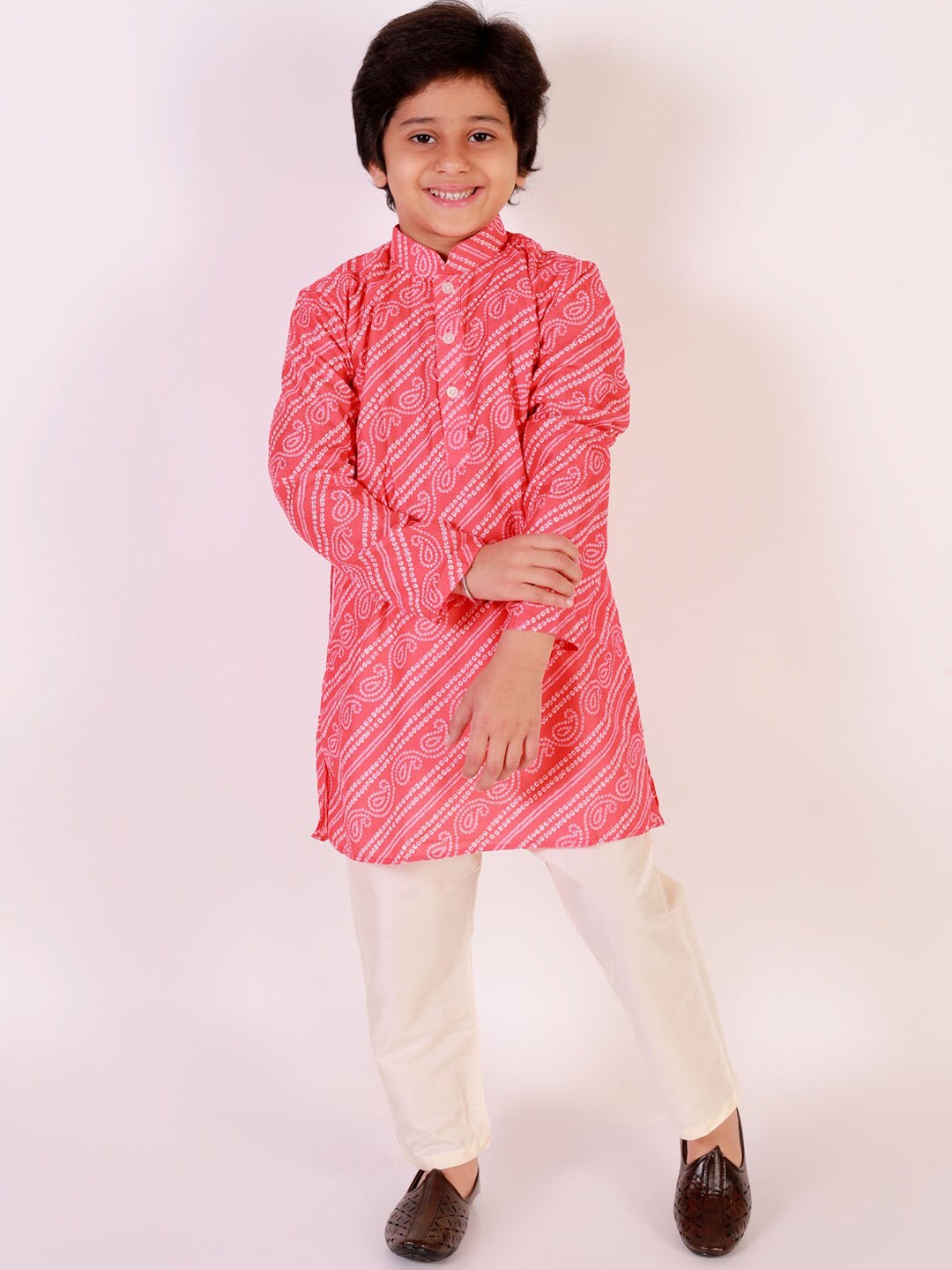 

JBN Creation Boys Bandhani Printed Kurta with Pyjamas, Red