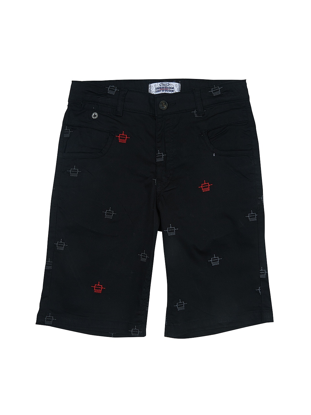 

Gini and Jony Boys Black Solid Regular Fit Regular Shorts