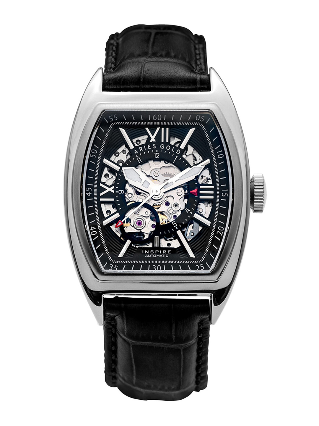 

Aries Gold Men Printed Dial & Leather Analogue Automatic Motion Powered Watch G 901A S-BKR, Black