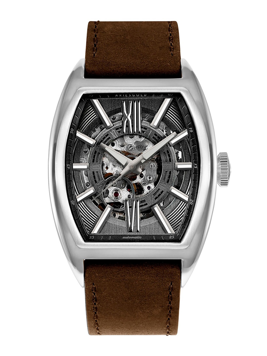 

Aries Gold Infinum Cruiser Men Leather Straps Analogue Automatic Motion Watch G 9018 S-GY, Grey