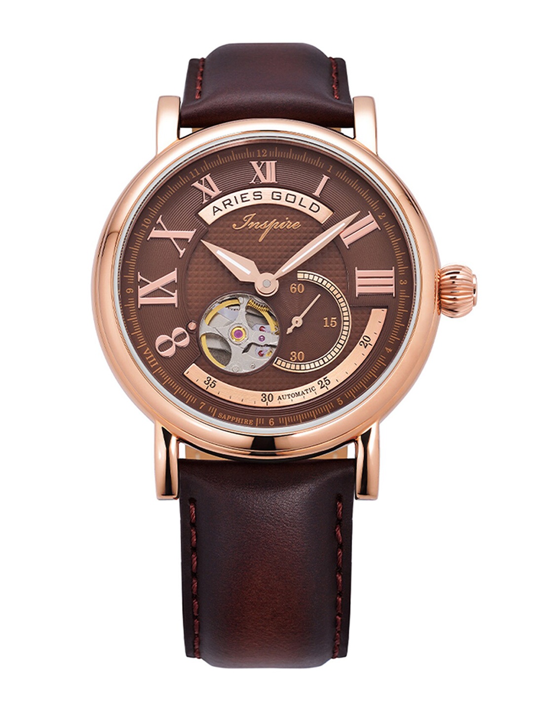 

Aries Gold Men Brass Dial & Leather Bracelet Straps Analogue Watch, Brown