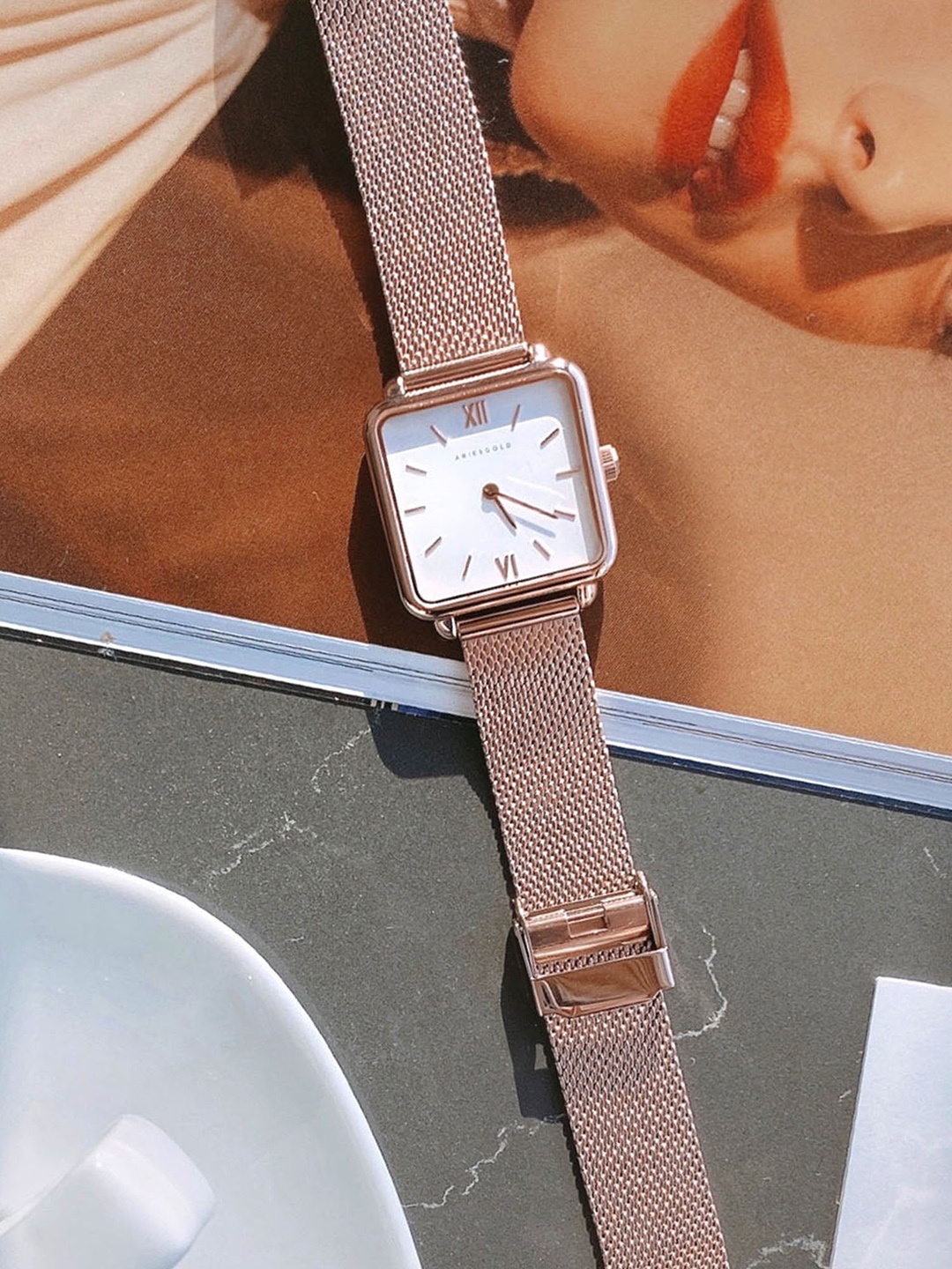 

Aries Gold Minuit 5038 Women Stainless Steel Textured Straps Analogue Watch L 5038 RG-W, White