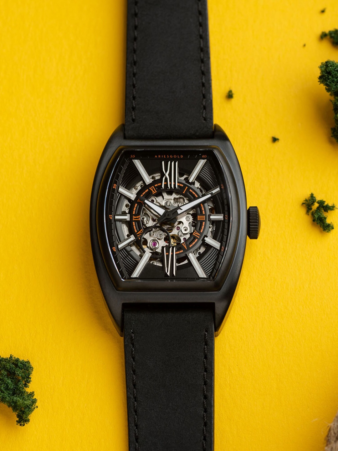 

Aries Gold Men Skeleton Dial Analogue Automatic Motion Watch- G 9018 BK-BK, Black