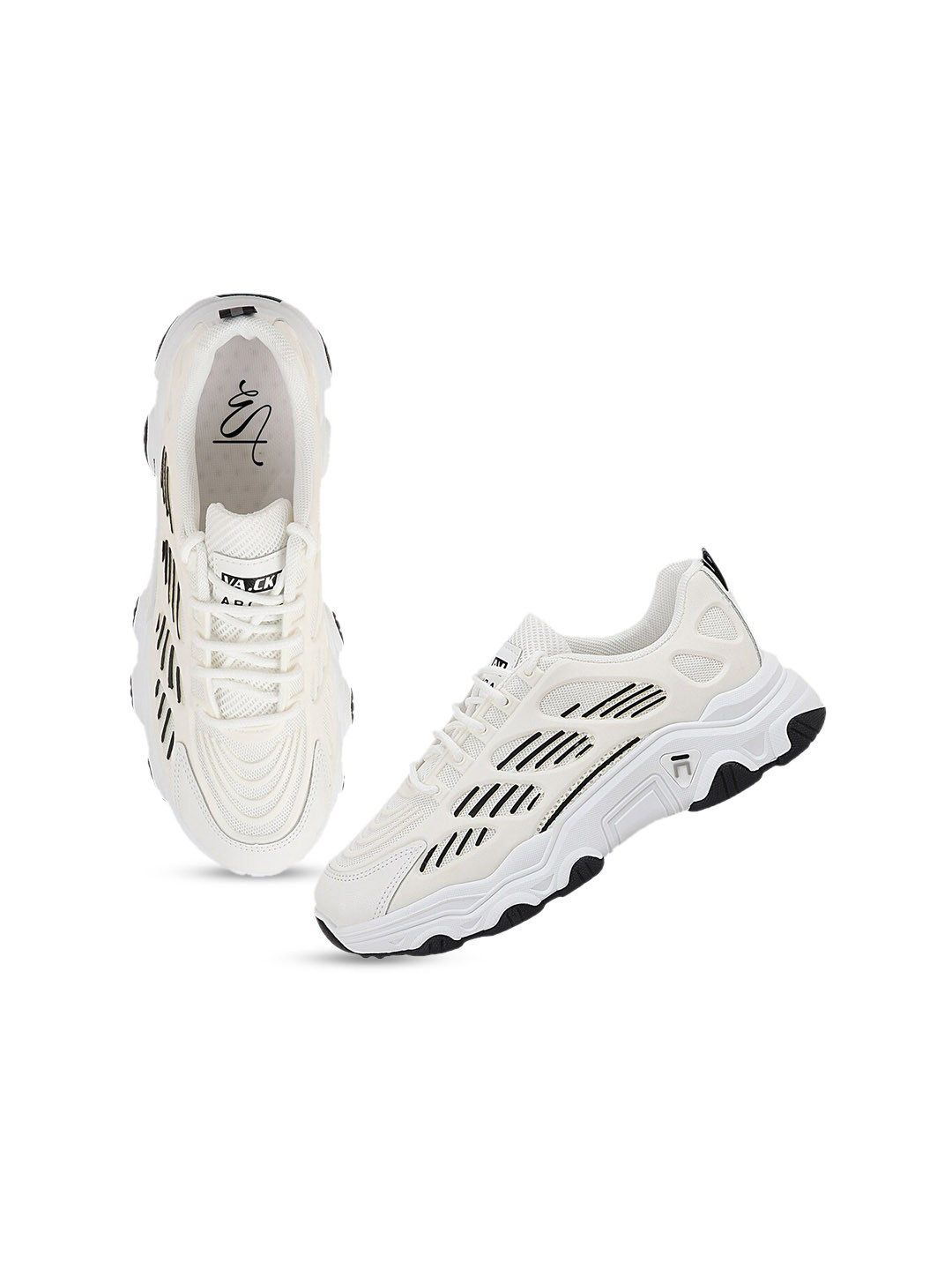 

THE WHITE POLE Women Printed Lightweight Lace-Up Sneakers, Black