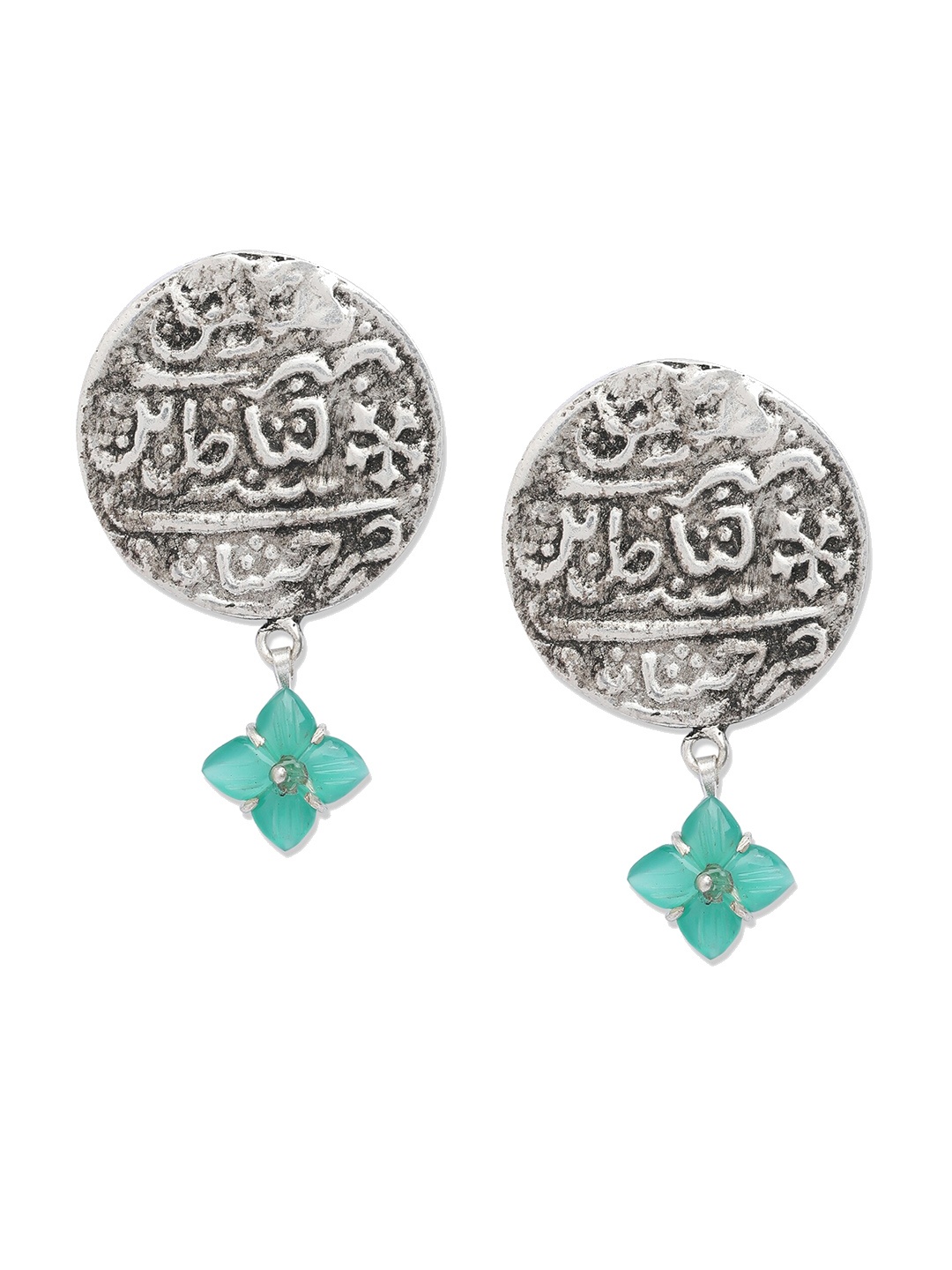 

ahilya Gold-Plated Circular Drop Earrings, Green