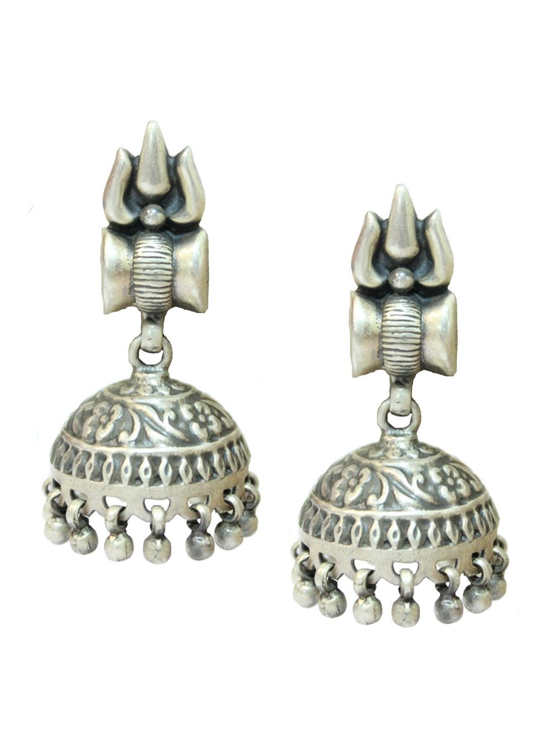 

ahilya 92.5 Sterling Silver Gold-Plated Contemporary Jhumkas Earrings