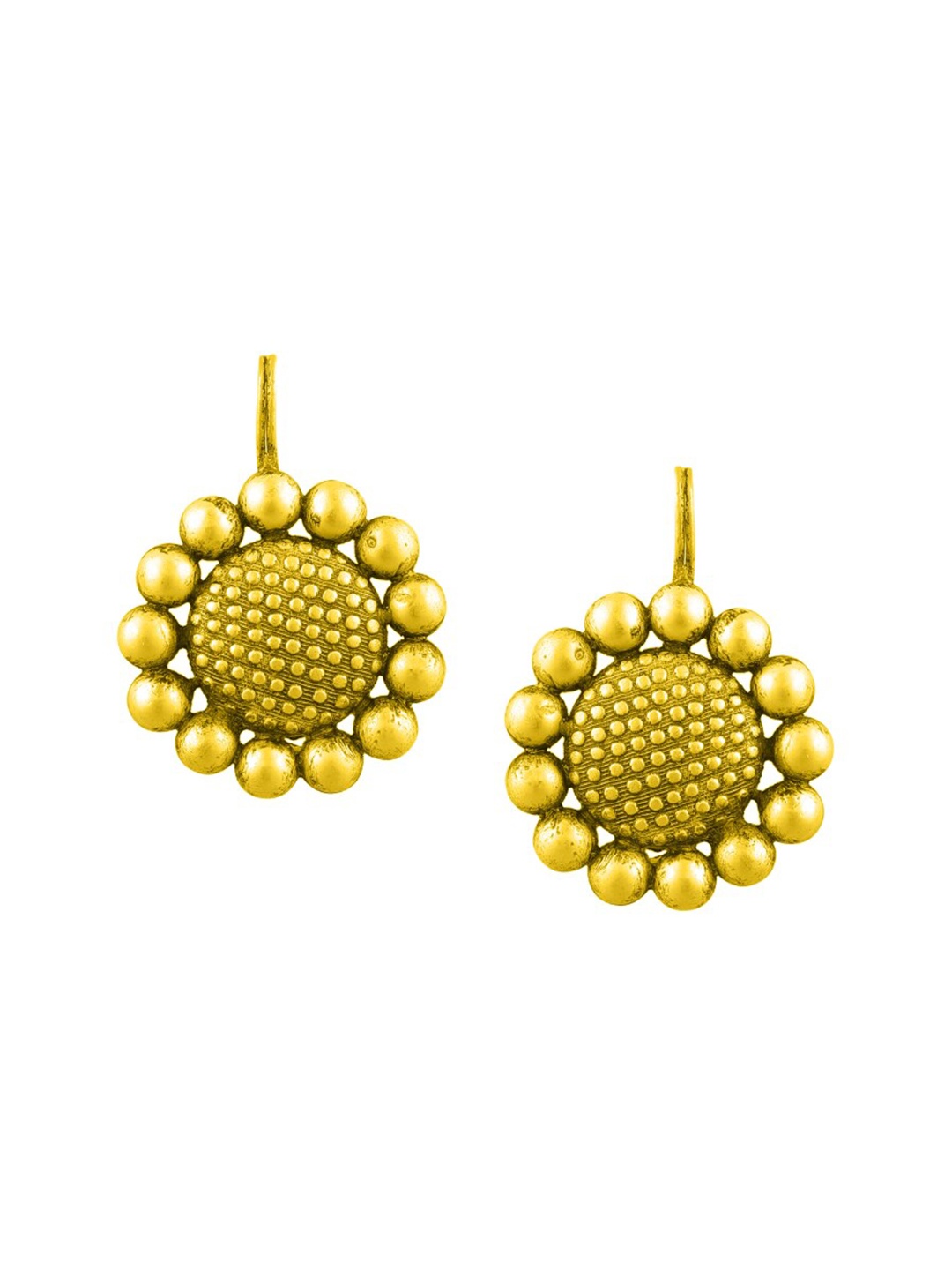 

ahilya 92.5 Sterling Silver Gold Plated Sunflower Ear Cuff Earrings