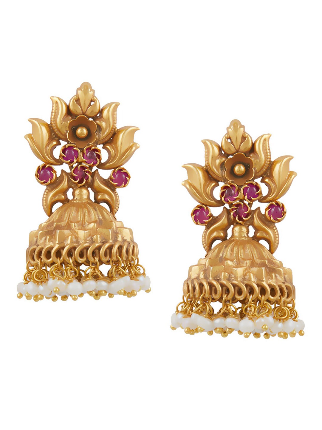 

ahilya Gold-Plated Contemporary Jhumkas Earrings