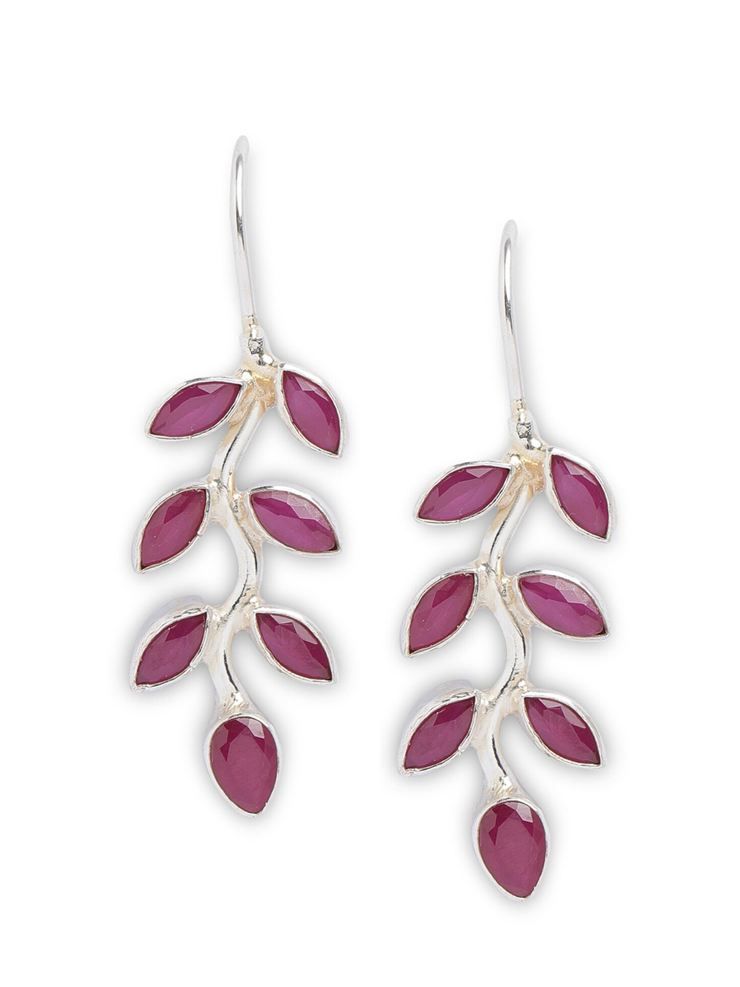 

ahilya 92.5 Sterling Silver-Plated Contemporary Drop Earrings, Pink