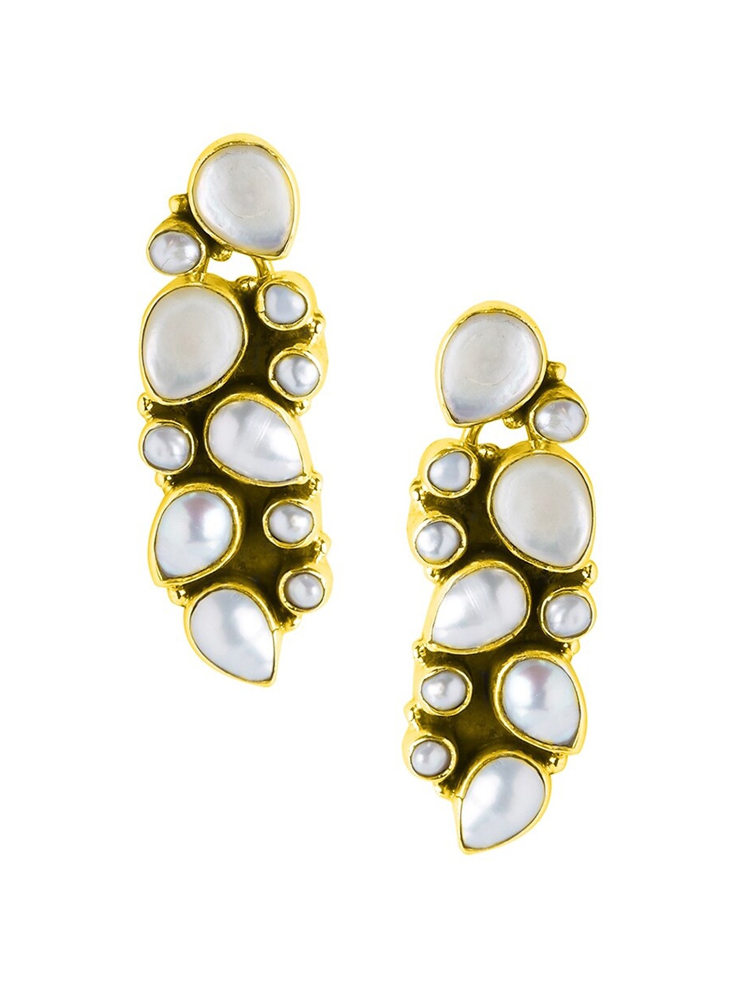 

ahilya 92.5 Sterling Silver Gold-Plated Contemporary Drop Earrings