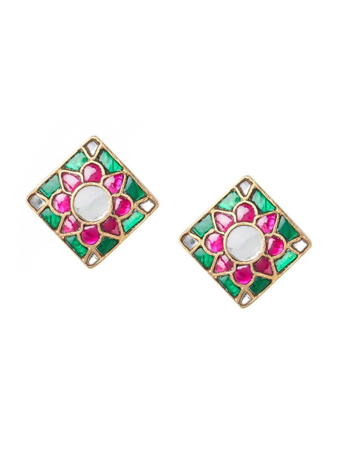 

ahilya 92.5 Sterling Silver Gold-Plated Contemporary Studs Earrings