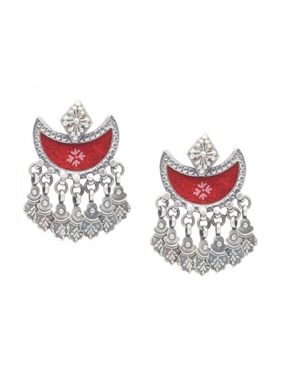 

ahilya Silver-Plated Contemporary Chandbalis Earrings