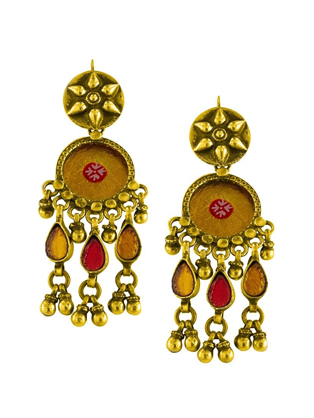 

ahilya 92.5 Sterling Silver Gold Plated Contemporary Drop Earrings