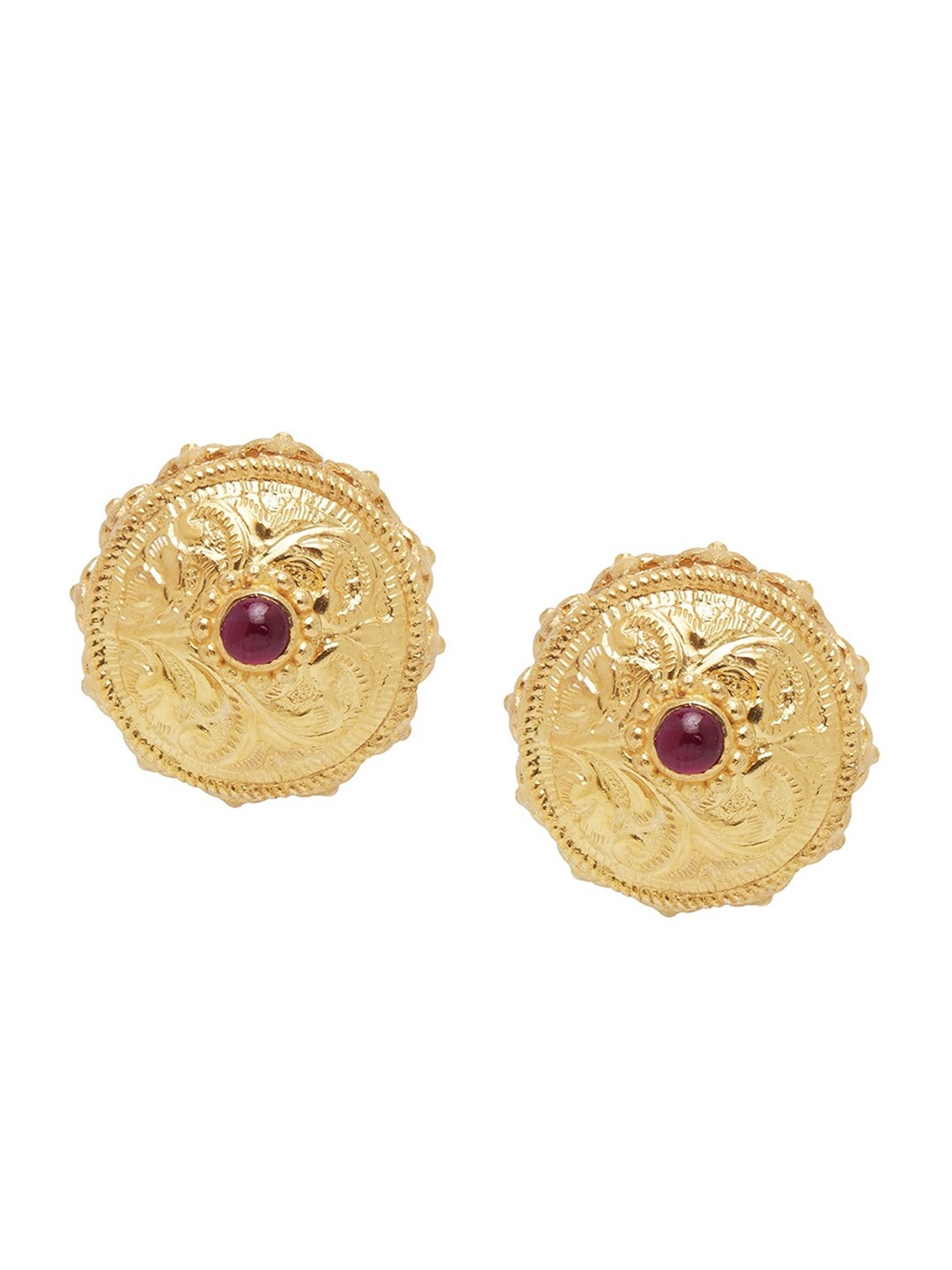 

ahilya 92.5 Sterling Silver Gold-Plated Circular Studs Earrings