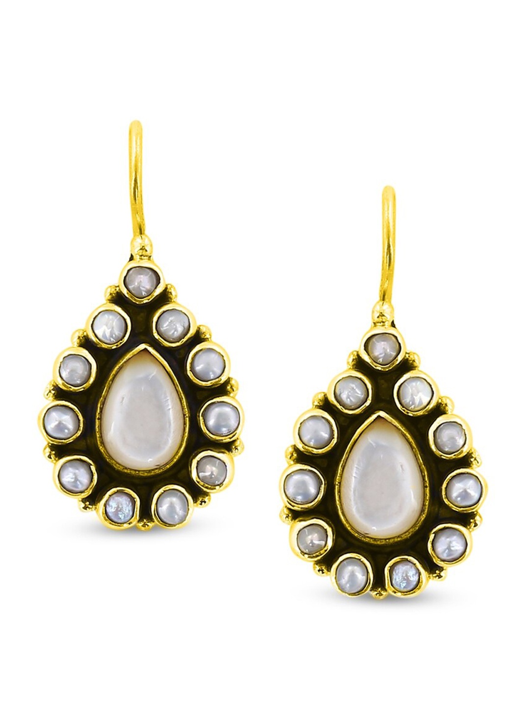 

ahilya 92.5 Sterling Silver Gold Plated Teardrop Shaped Drop Earrings