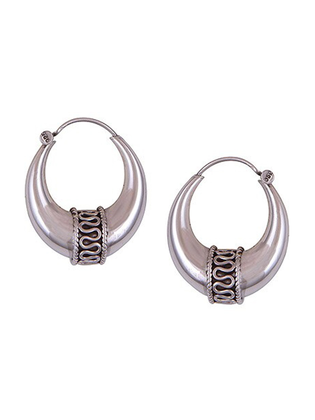 

ahilya 92.5 Sterling Silver Gold-Plated Contemporary Hoop Earrings, Black
