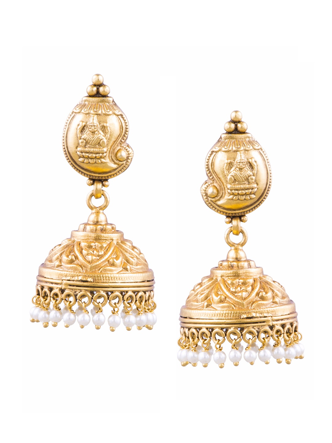 

ahilya 92.5 Sterling Silver Gold-Plated Contemporary Jhumkas Earrings, White