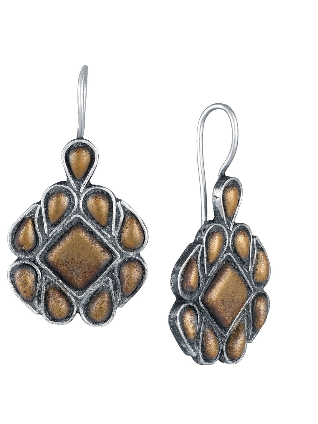 

ahilya 92.5 Sterling Silver Papiha Dual Plated Dangler Drop Earrings, Gold
